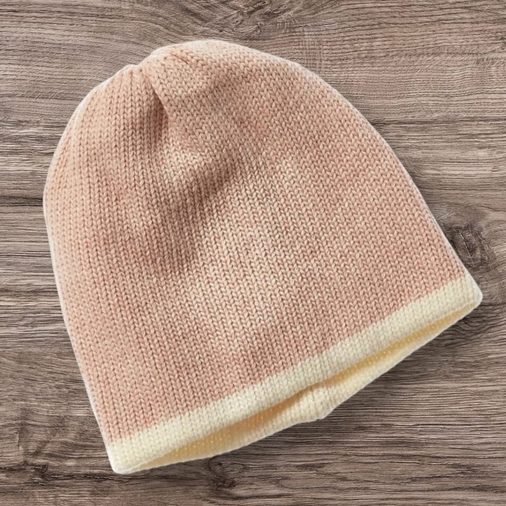 Hat Attack Revolve Reversible Tipped Beanie Hat Natural Pink Knit Classic Cuff‎